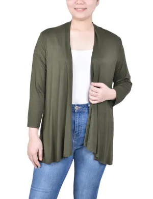 3/4 Length Sleeve Solid Cardigan - Petite