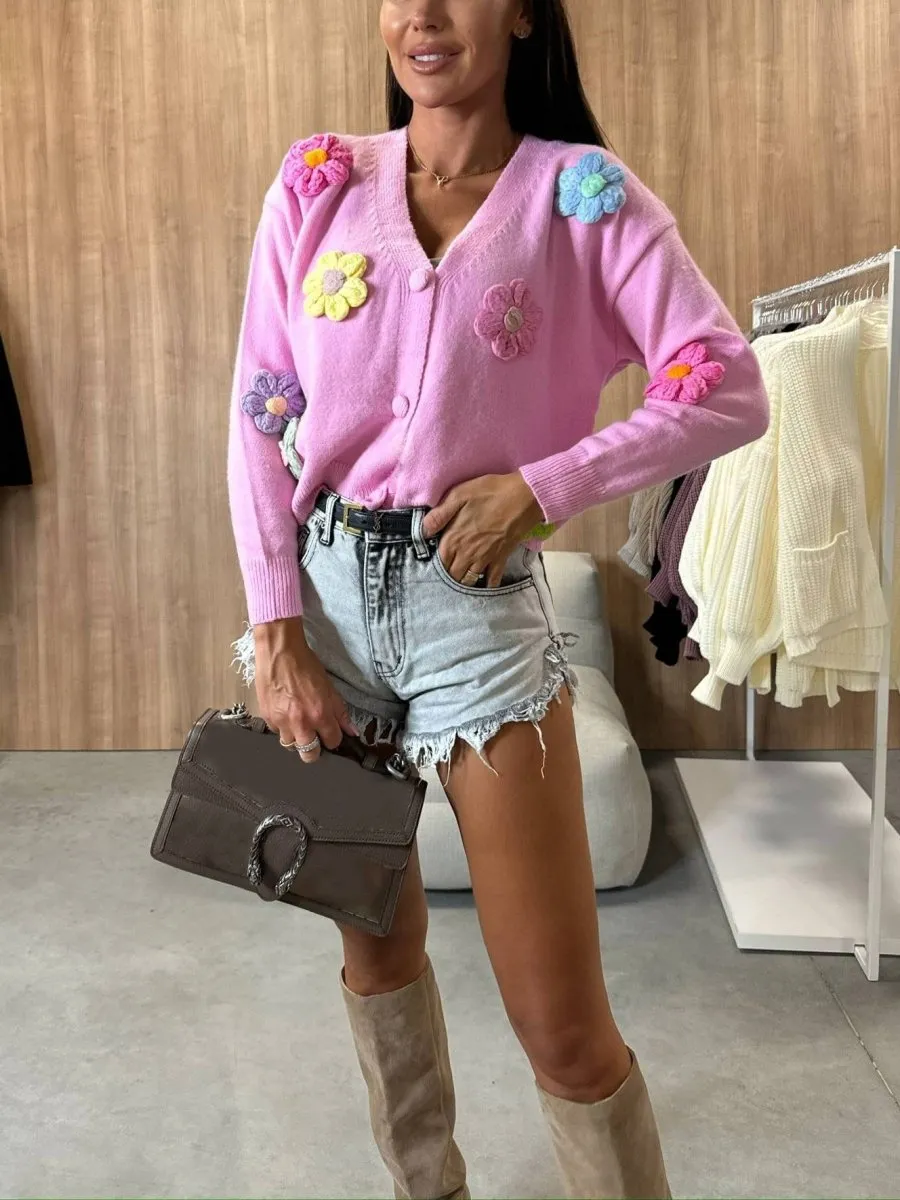 Annabelle | Casual Crochet Flower Cardigan Sweater Jacket