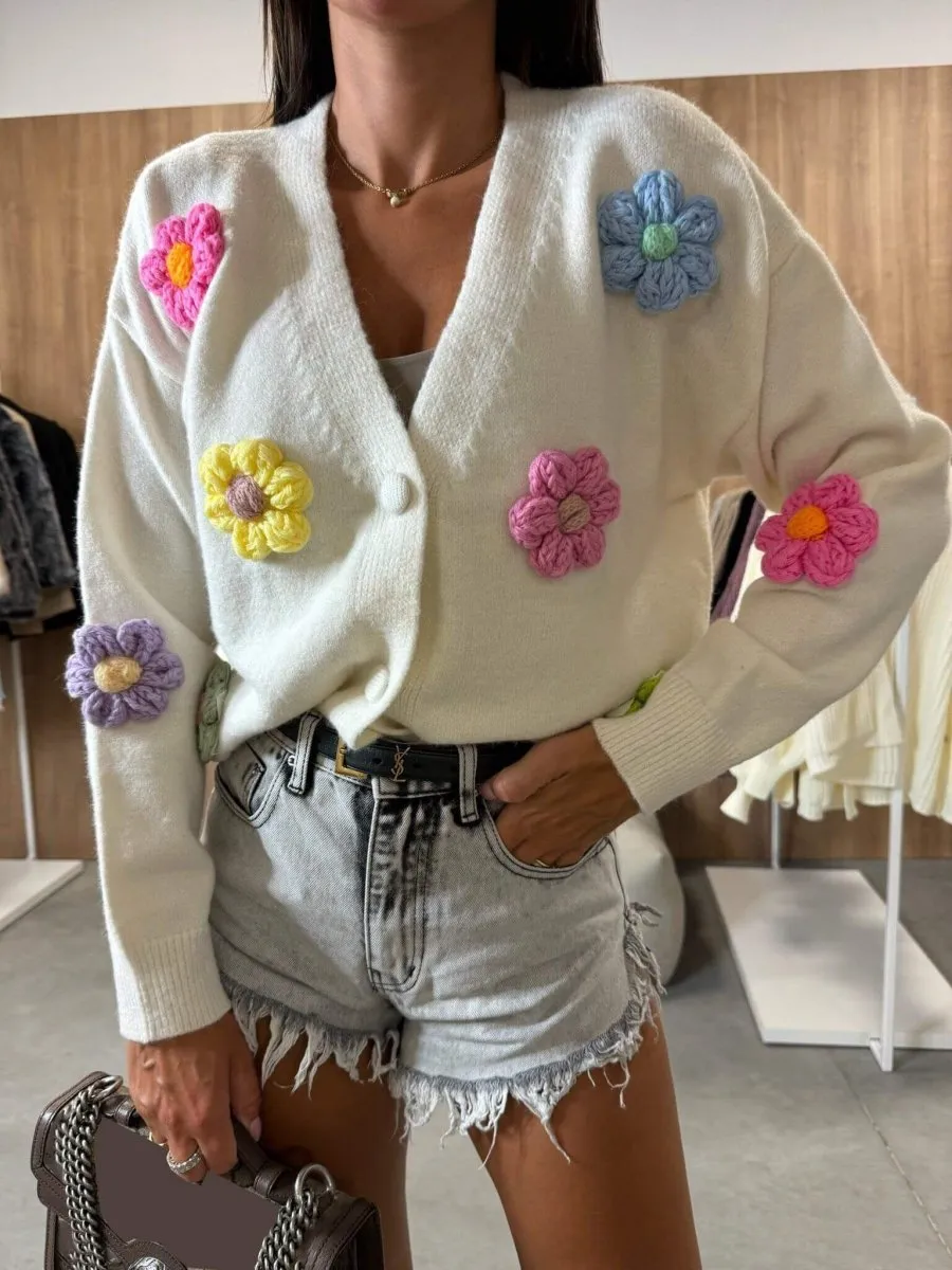 Annabelle | Casual Crochet Flower Cardigan Sweater Jacket