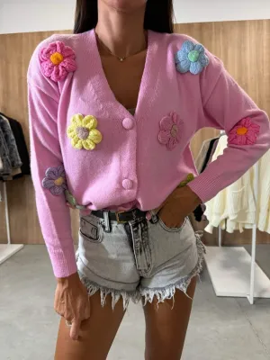 Annabelle | Casual Crochet Flower Cardigan Sweater Jacket