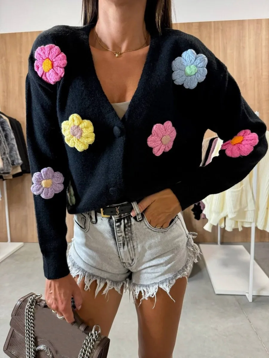Annabelle | Casual Crochet Flower Cardigan Sweater Jacket