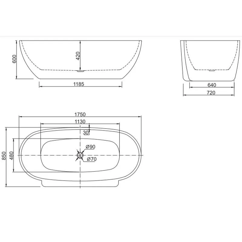 Belbagno Palermo Back to Wall Bath Tub