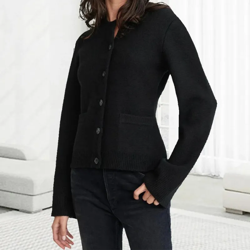 Cashmere Long Button Cardigan