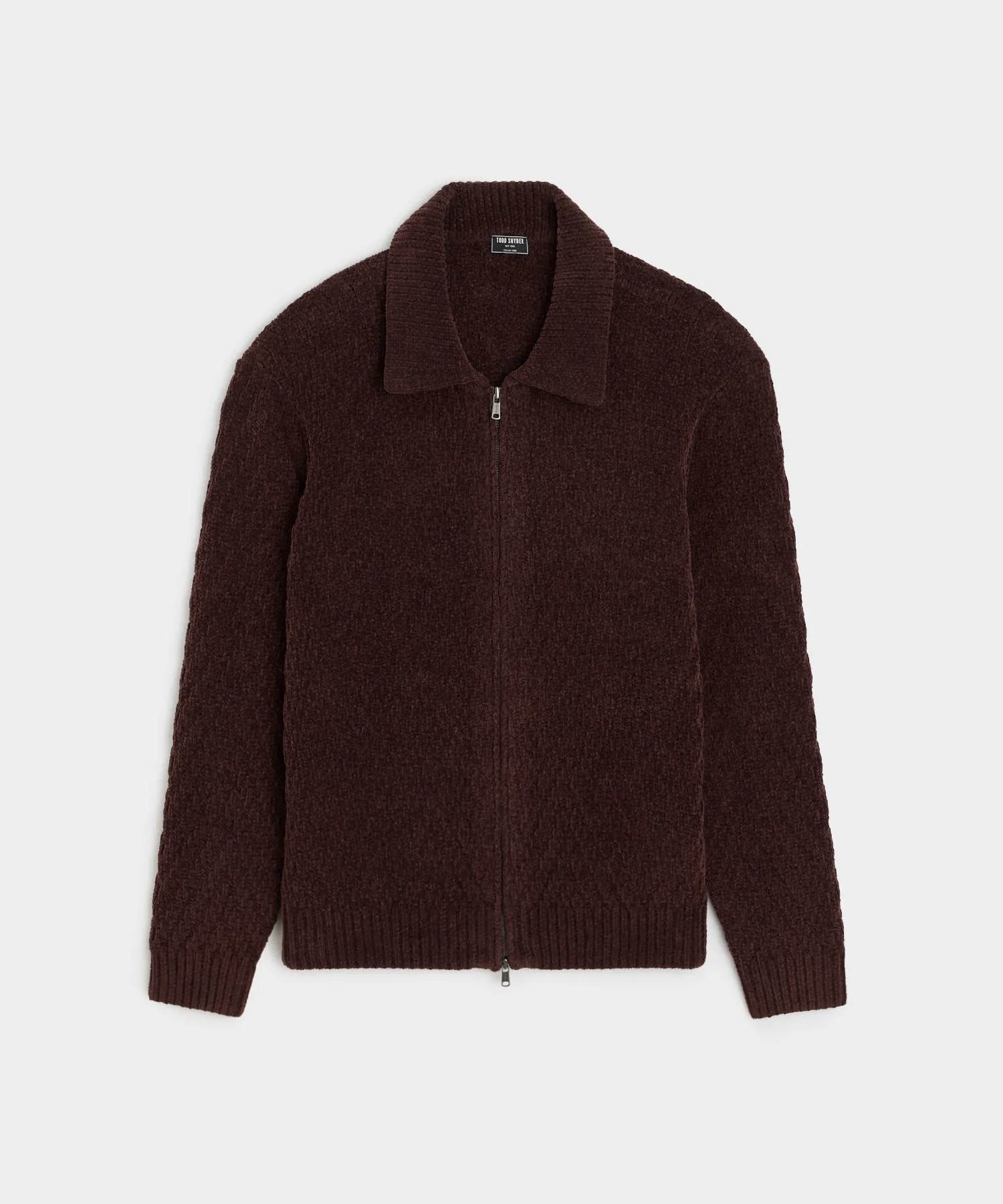 Chenille Zip Jacket in Dark Brown