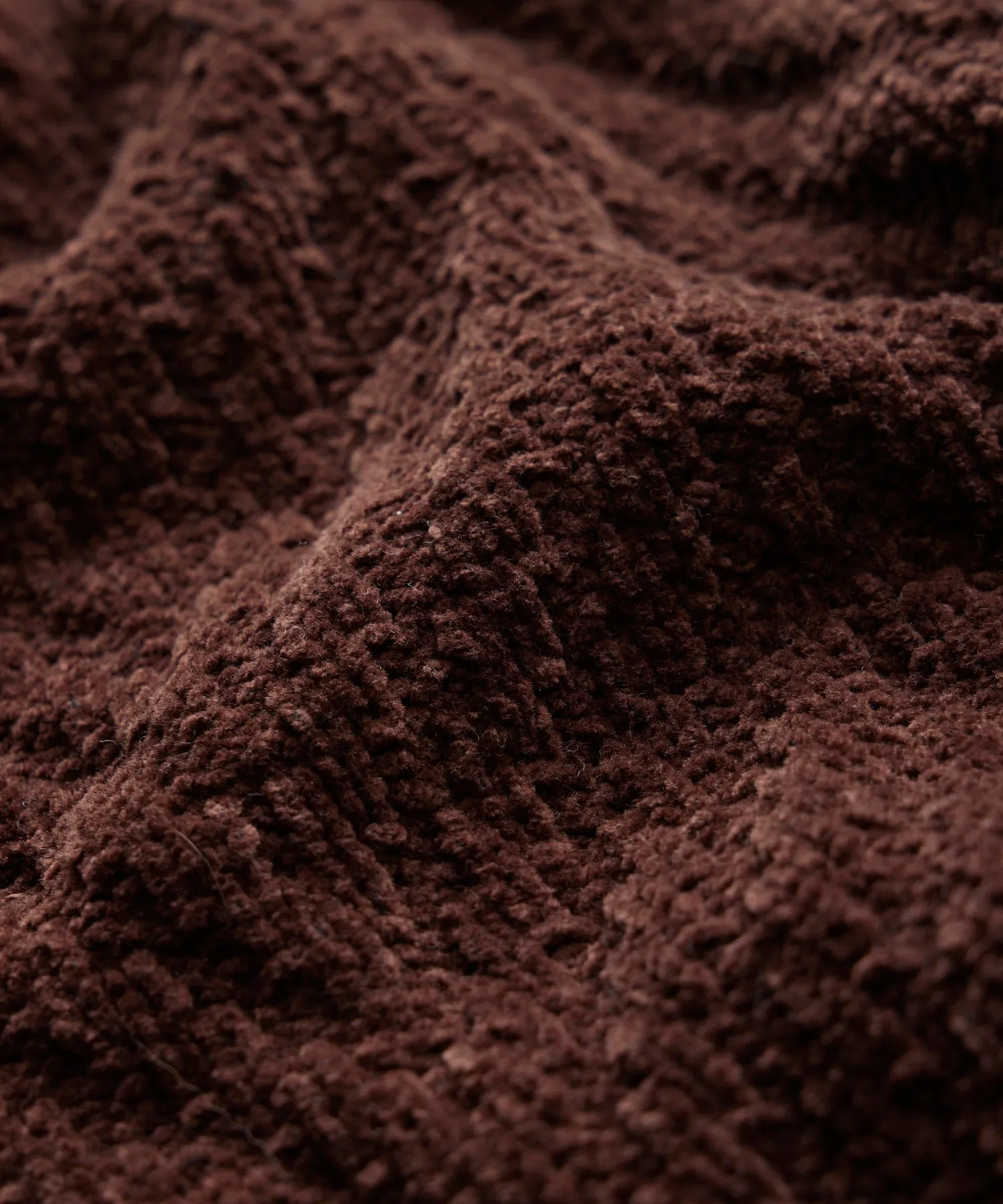 Chenille Zip Jacket in Dark Brown