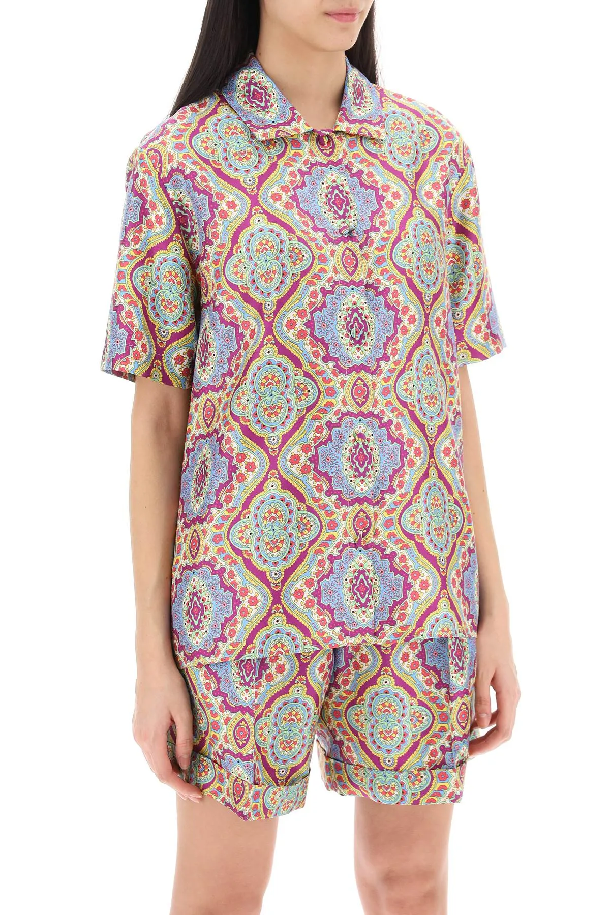 Etro short-sleeved silk printed shirt