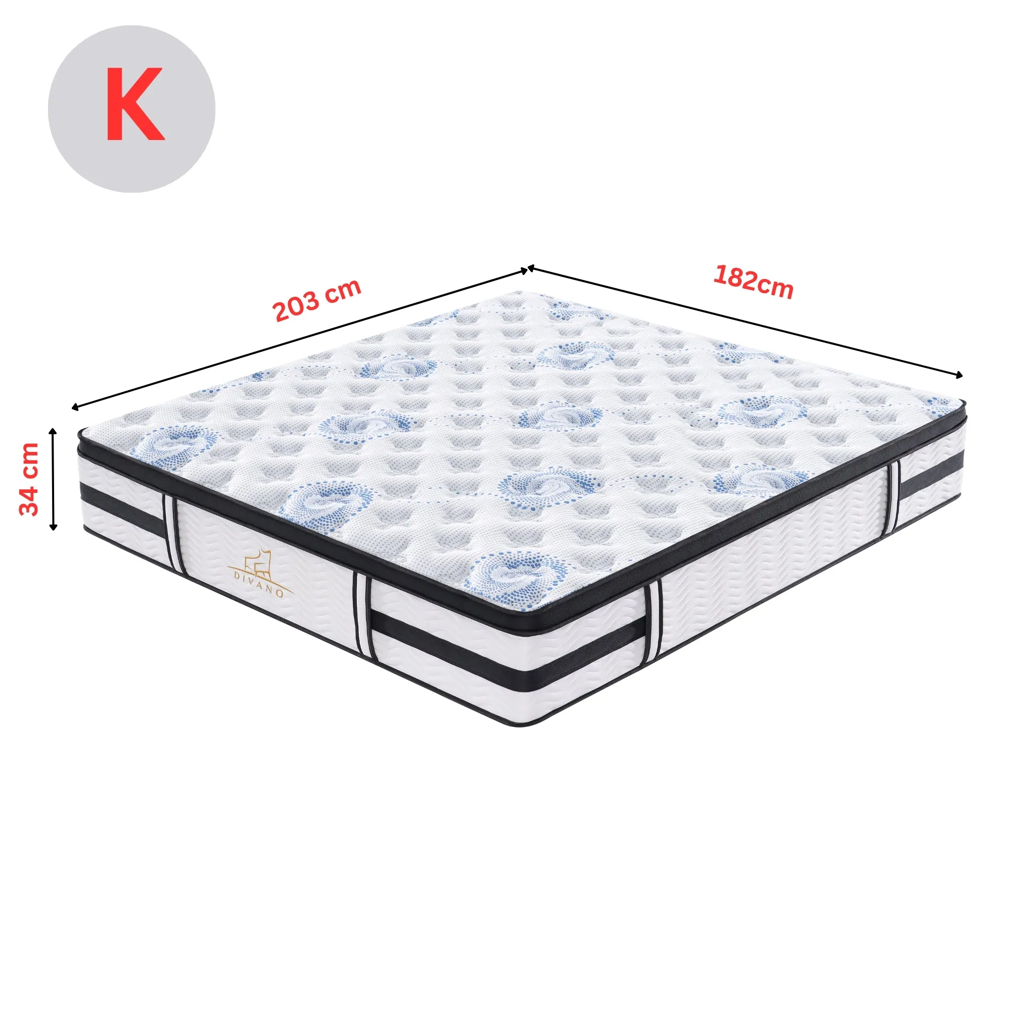 Firm King 7 Zones Pocket Spring Mattress, 34cm - Majestic Rest