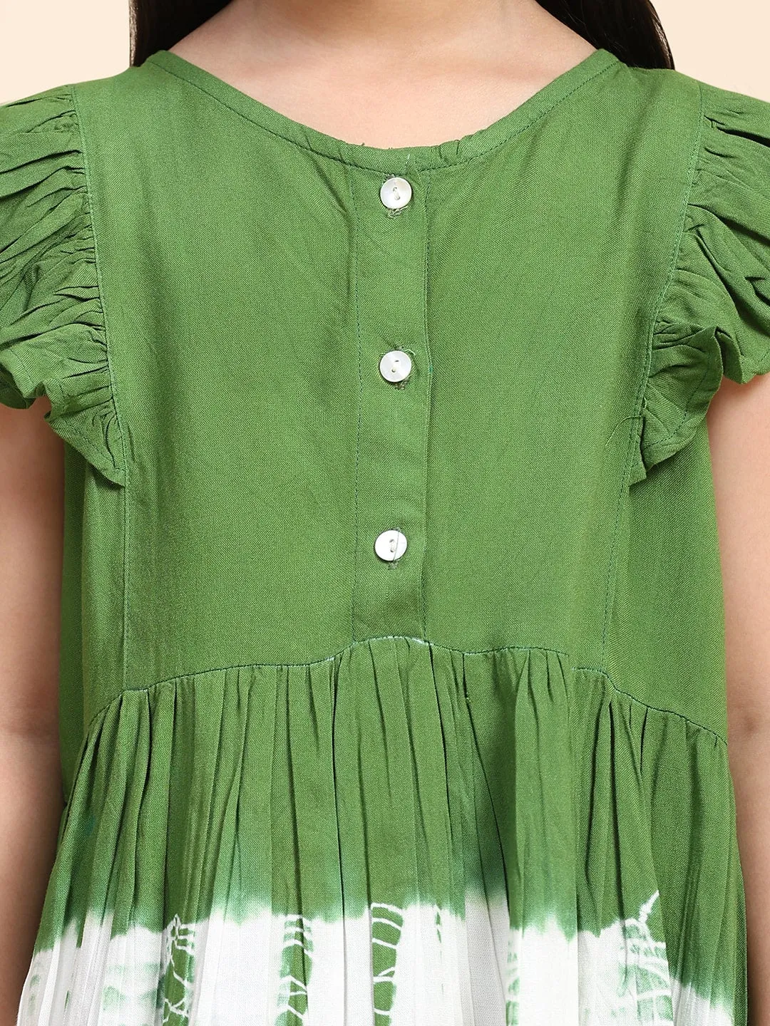 Green Hand Dyed Mother Daughter Tops Combo