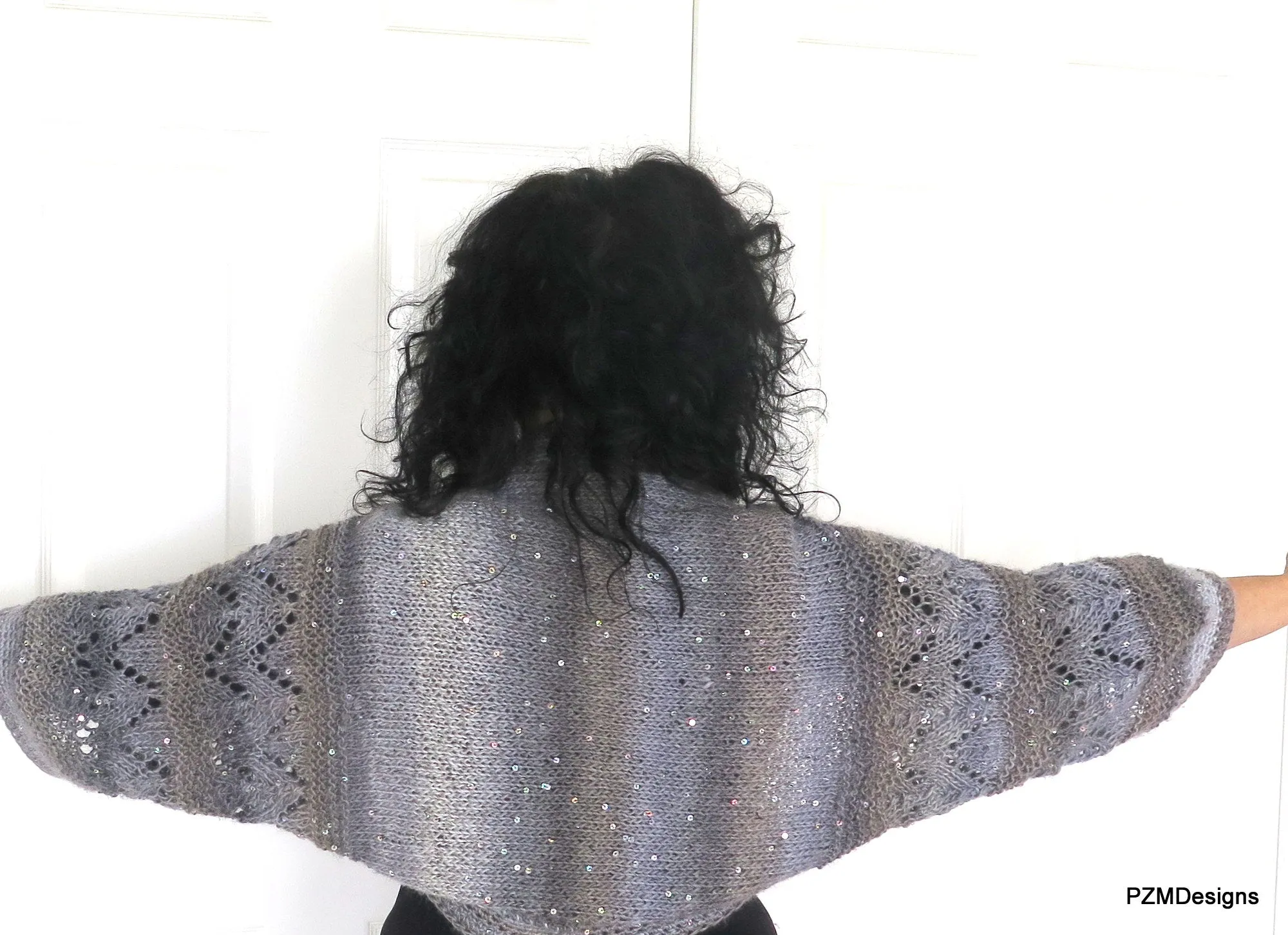 Grey Sequin Plus Size Layering Shrug
