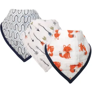 Hudson Baby Muslin Cotton Bandana Bibs, Foxes