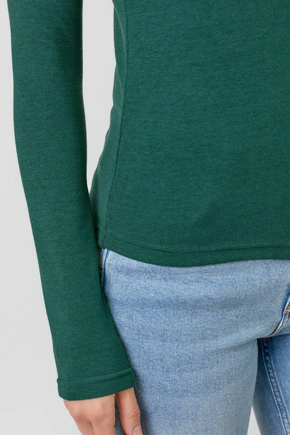 Hunter Green Knit Mock Neck Top