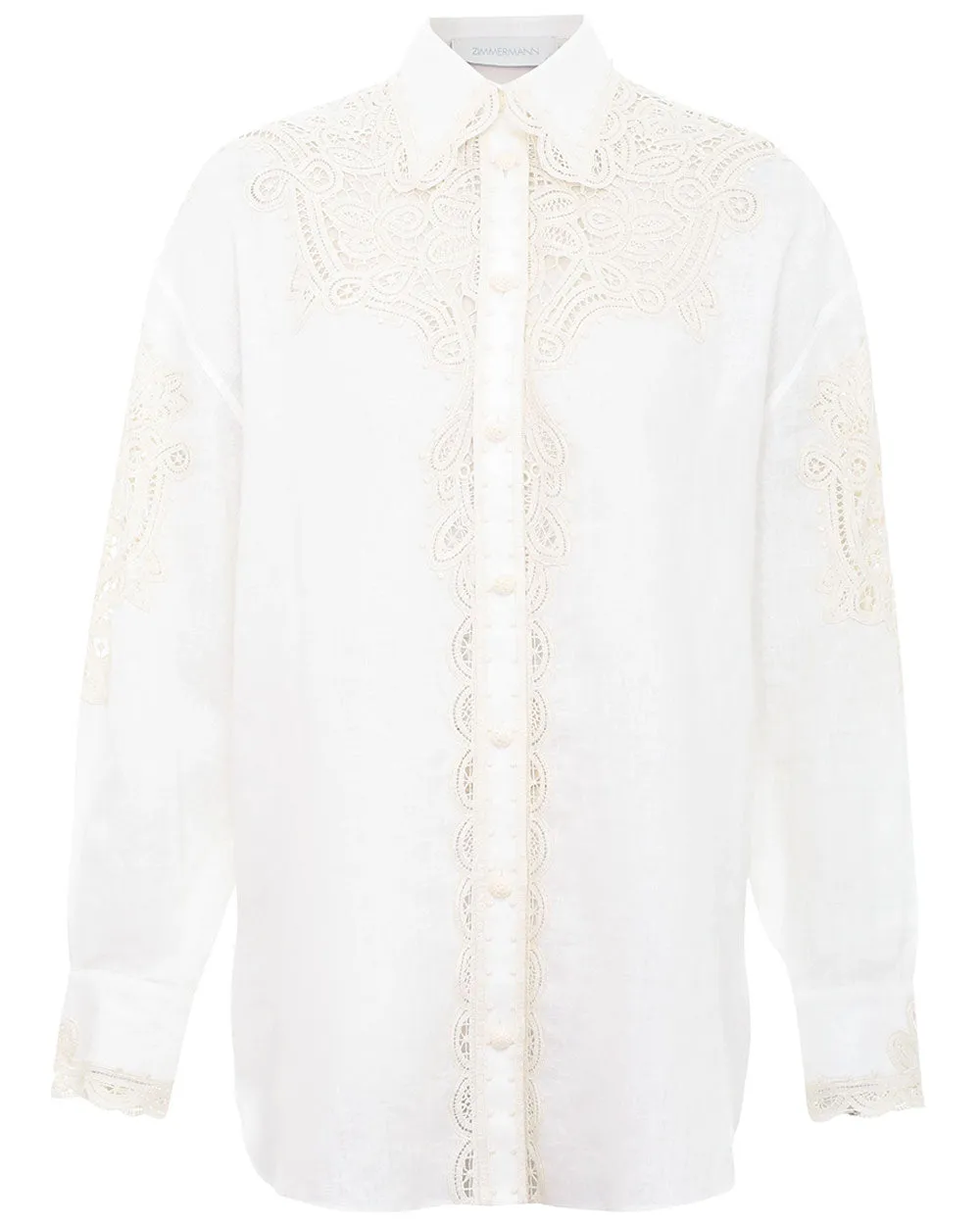 Ivory Embroidered Laurel Shirt