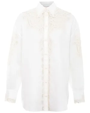 Ivory Embroidered Laurel Shirt