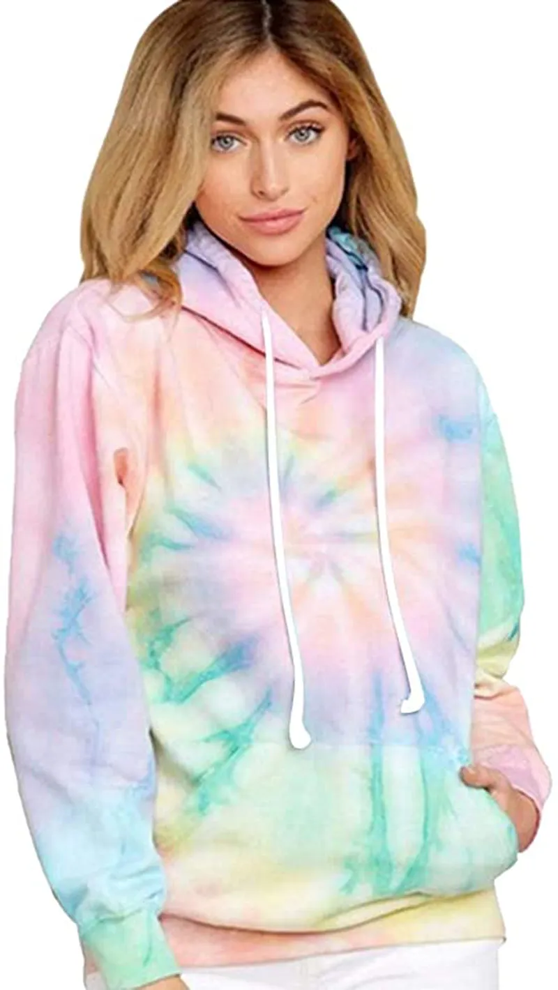 Liposhion Women's casual hoodie sweater spring Long Sleeve Pullover Loose Drawstring Hooded sweatshirt