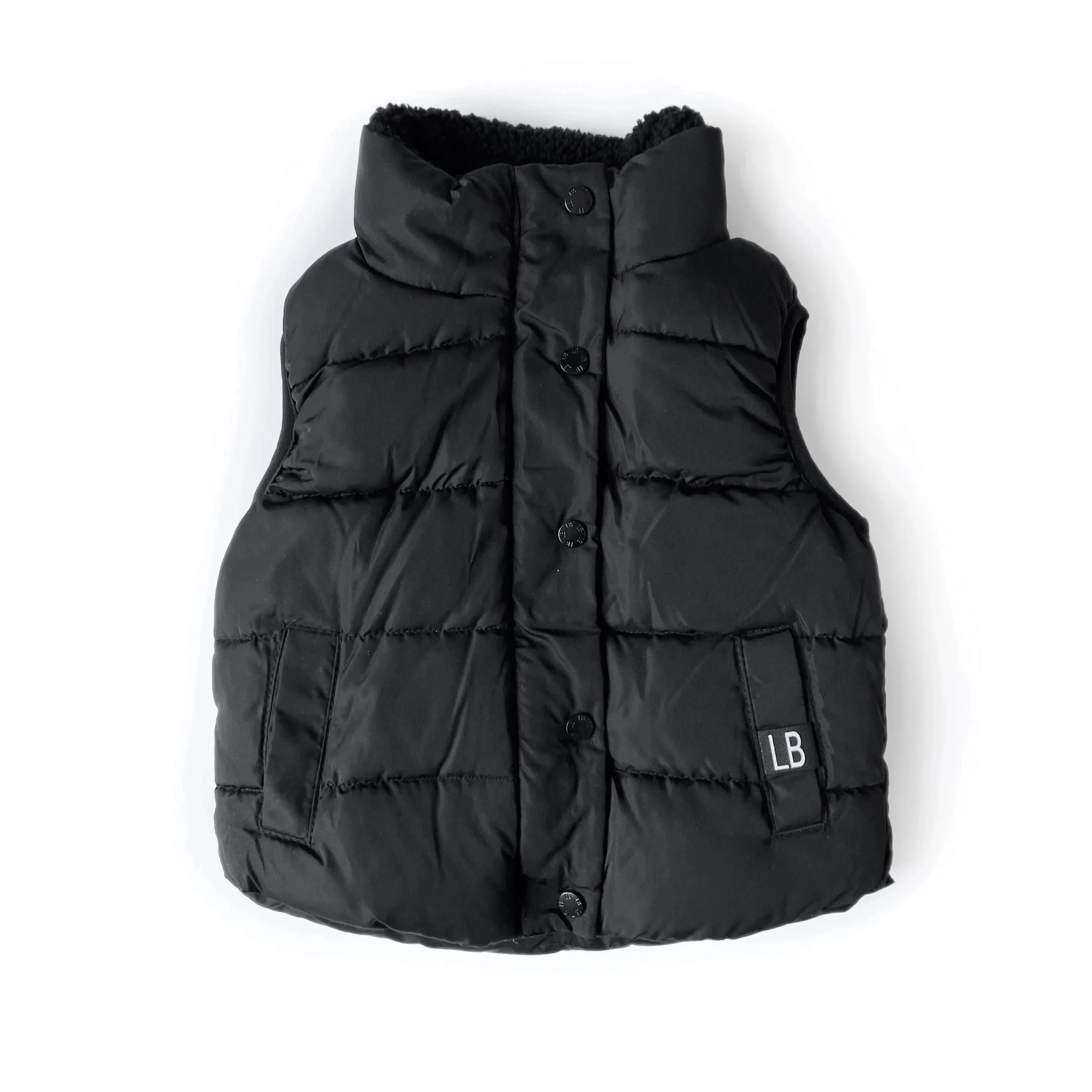 Little Bipsy Sherpa Lined Puffer Vest - Black