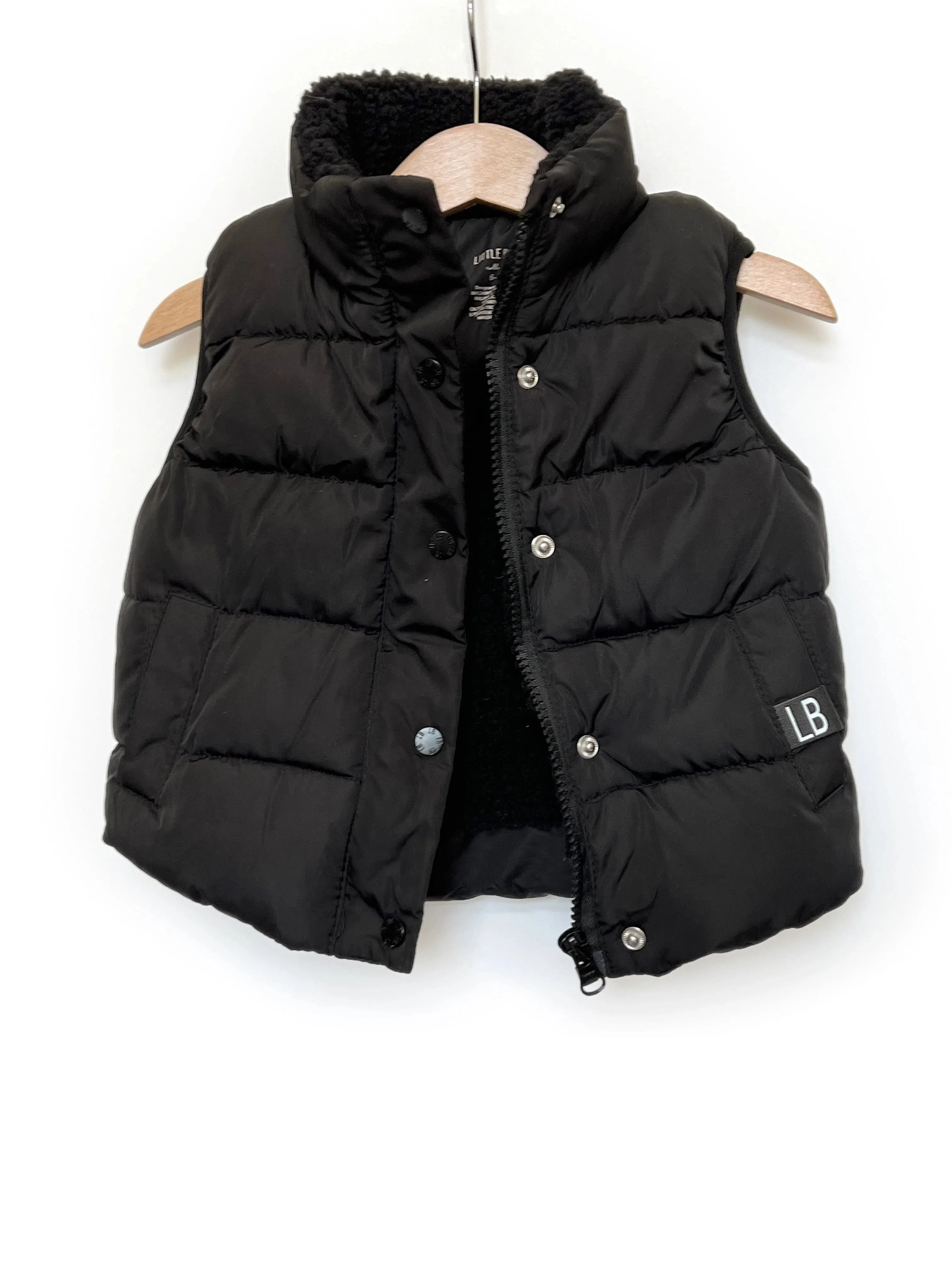 Little Bipsy Sherpa Lined Puffer Vest - Black