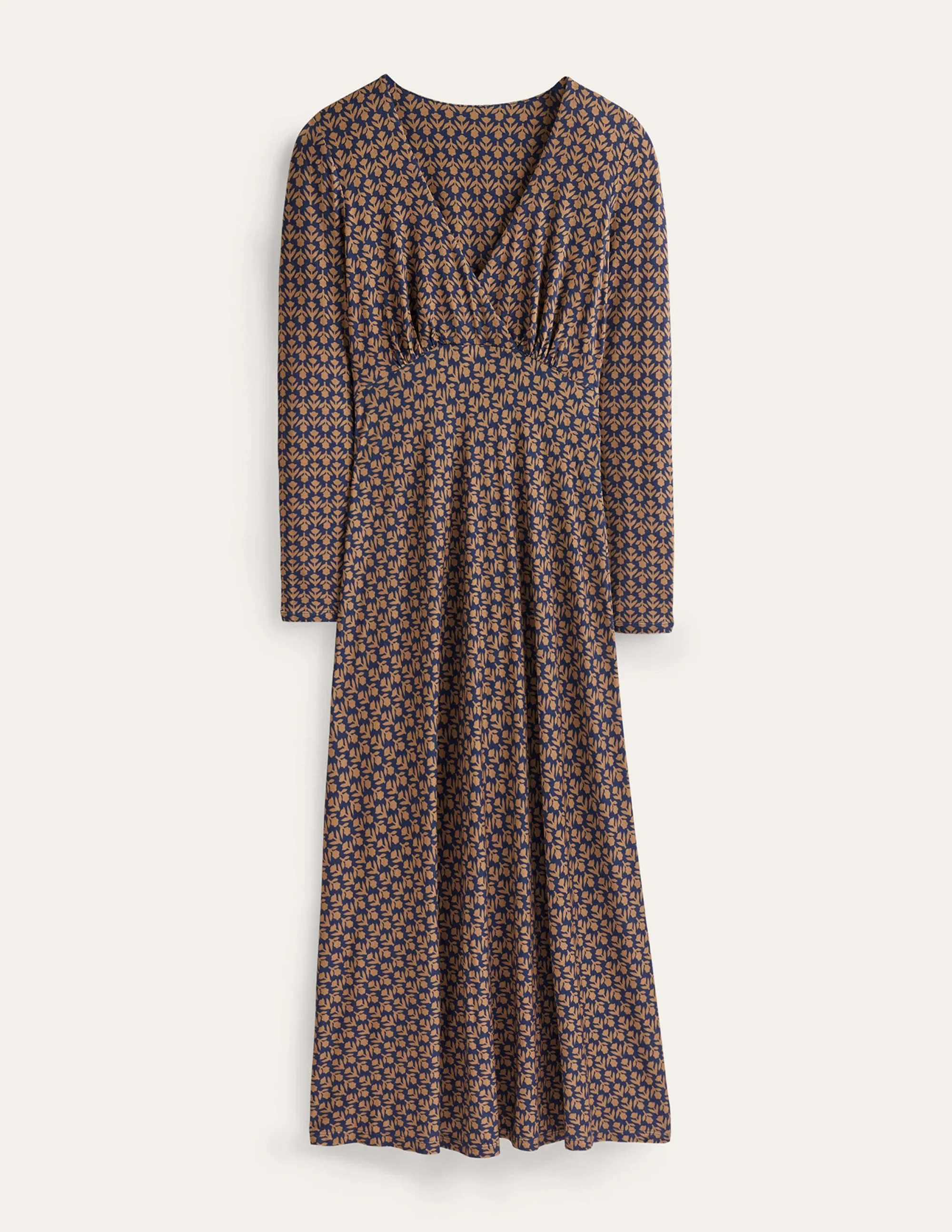 Long Sleeve Jersey Tea Dress-Camel, Tulip Pop