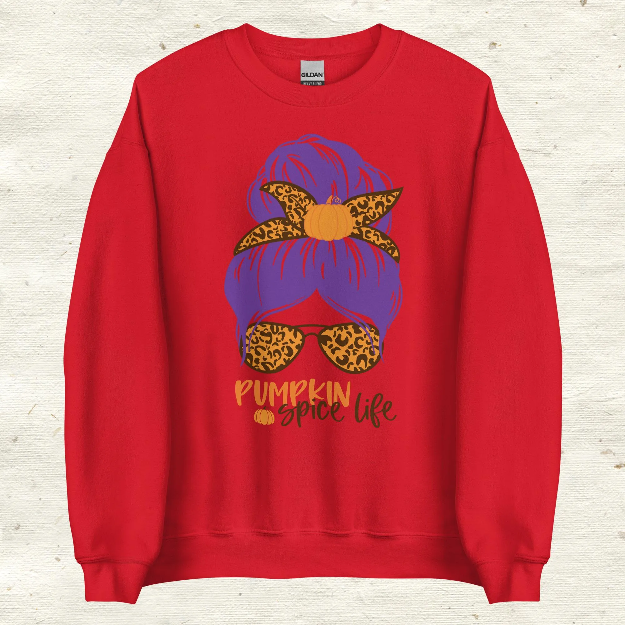 Messy Bun Hair Bow and Glasses Pumpkin Spice Sweatshirt