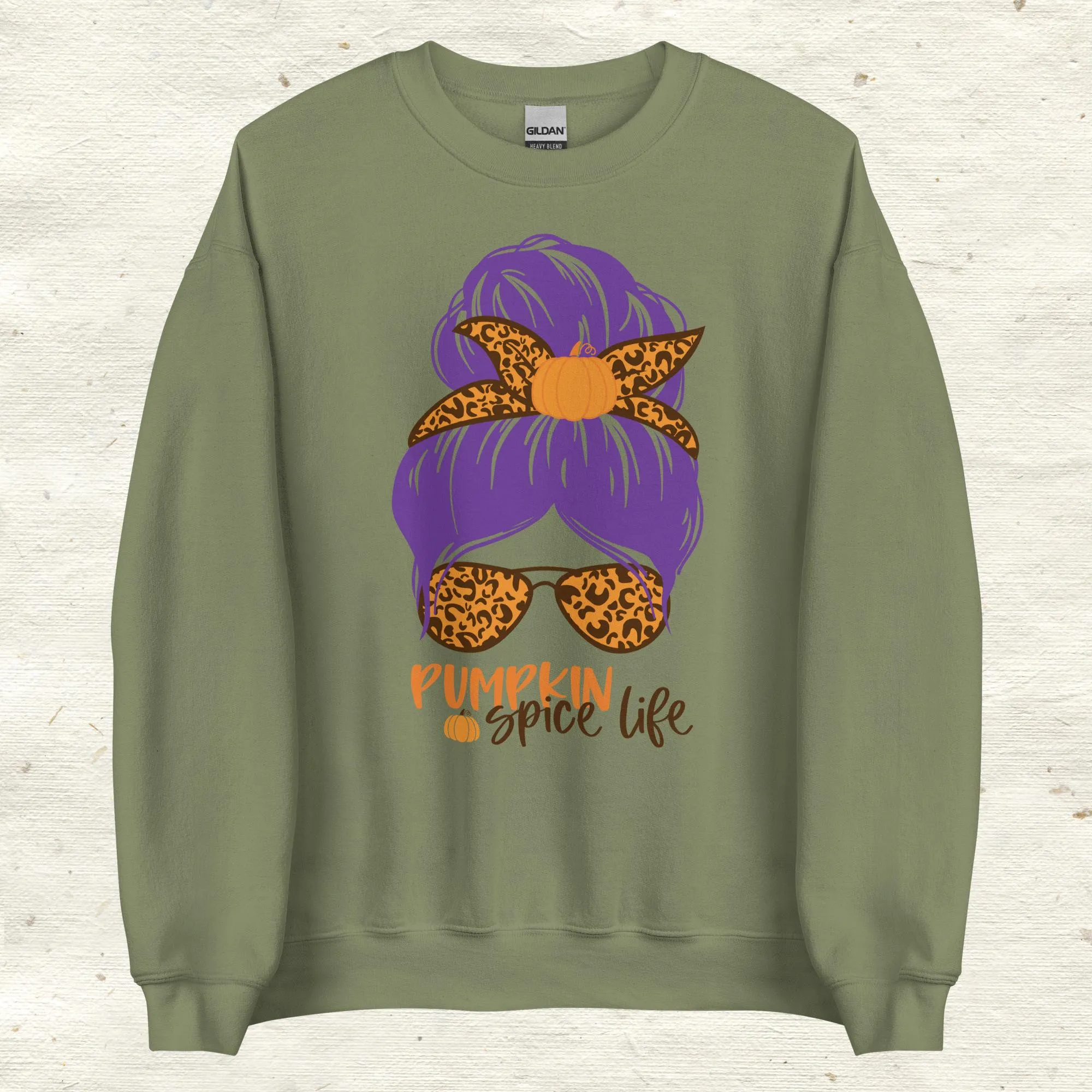 Messy Bun Hair Bow and Glasses Pumpkin Spice Sweatshirt