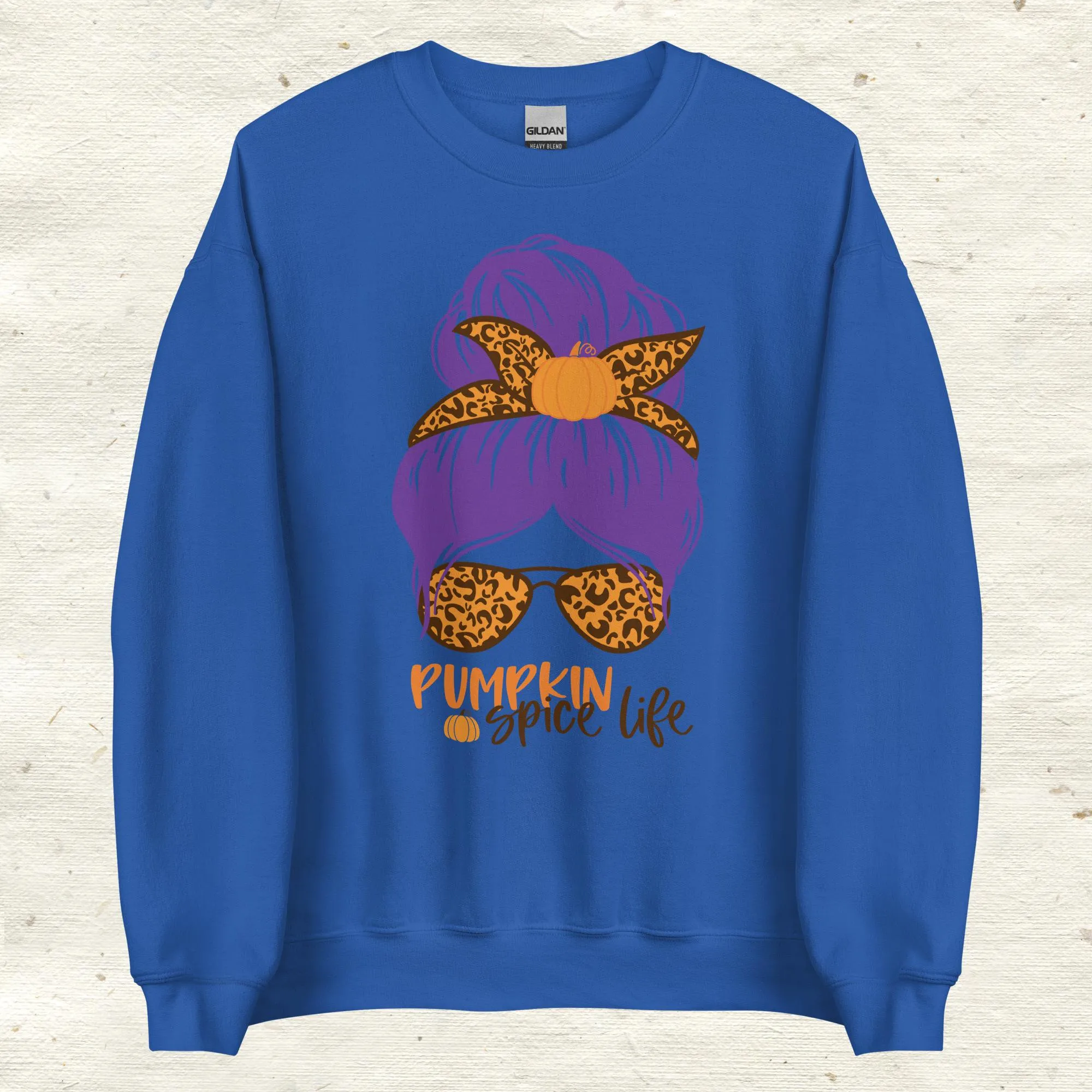 Messy Bun Hair Bow and Glasses Pumpkin Spice Sweatshirt