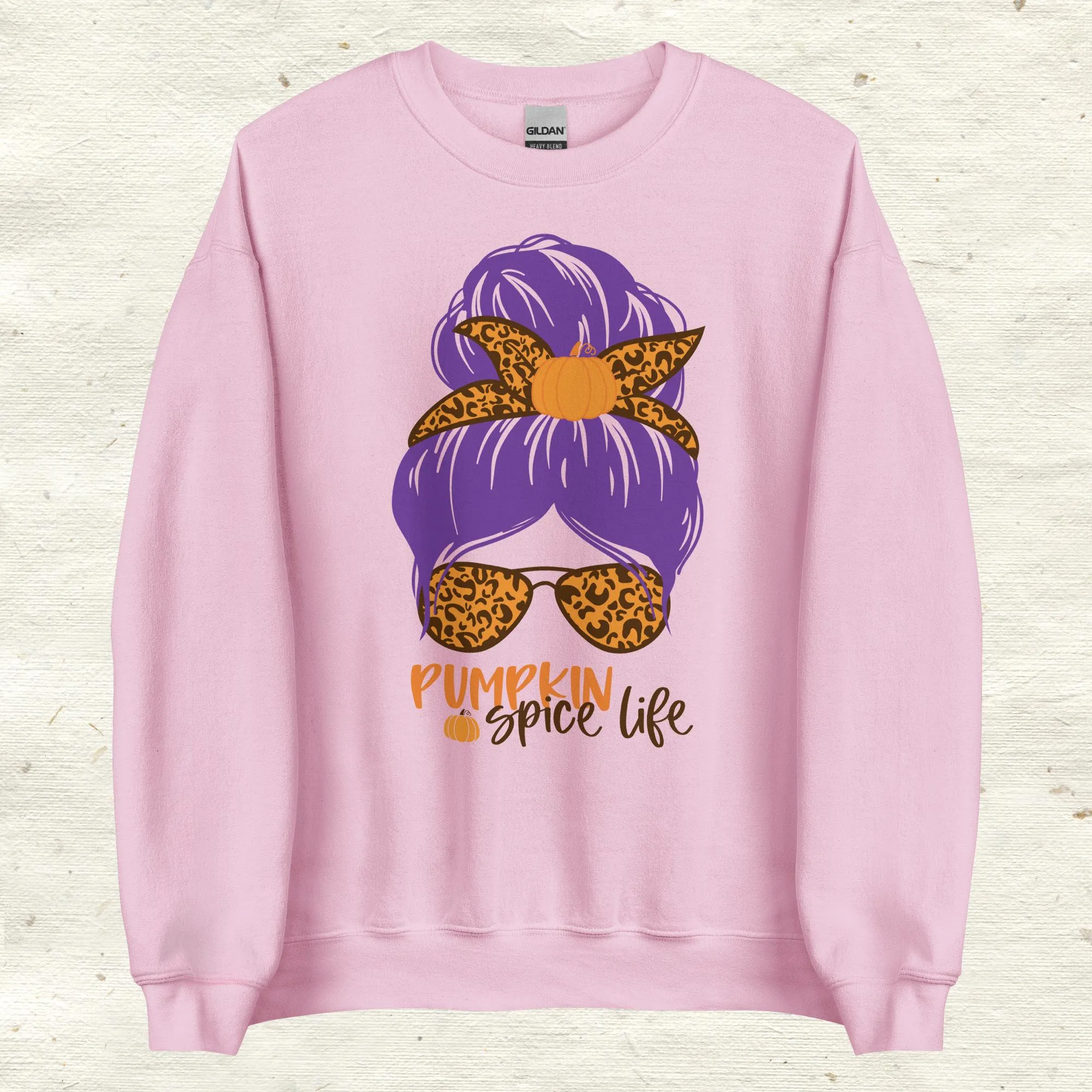 Messy Bun Hair Bow and Glasses Pumpkin Spice Sweatshirt