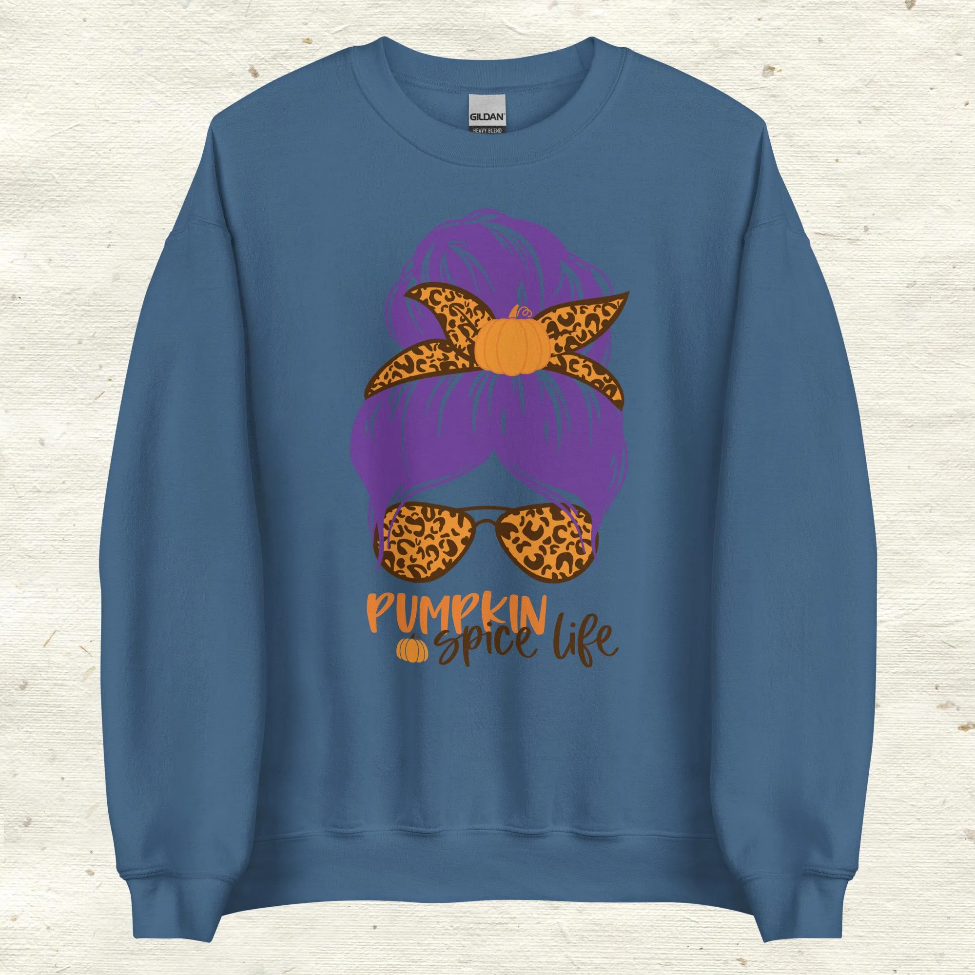 Messy Bun Hair Bow and Glasses Pumpkin Spice Sweatshirt
