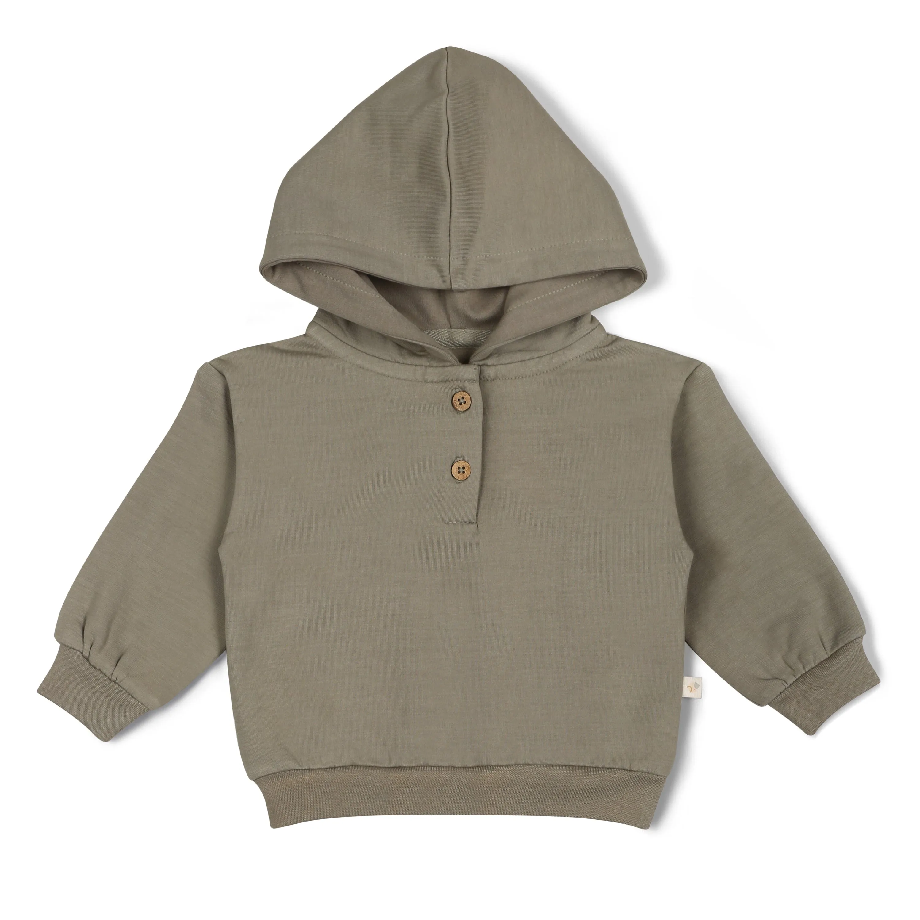 Organic Fleece Henley Hoodie | Olive