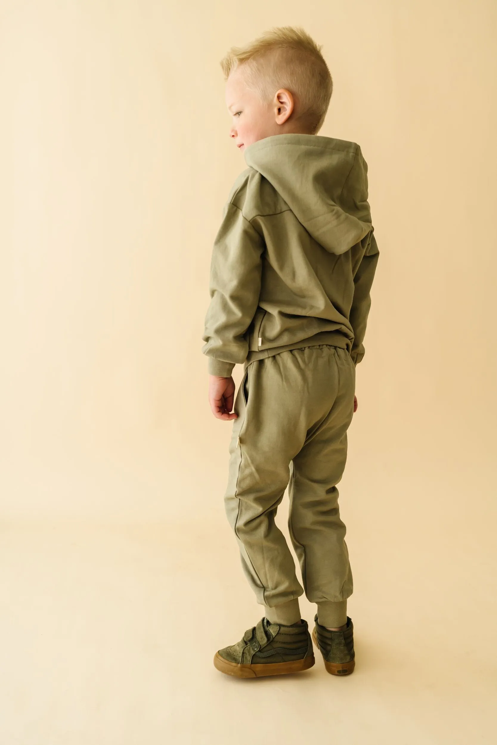 Organic Fleece Henley Hoodie | Olive