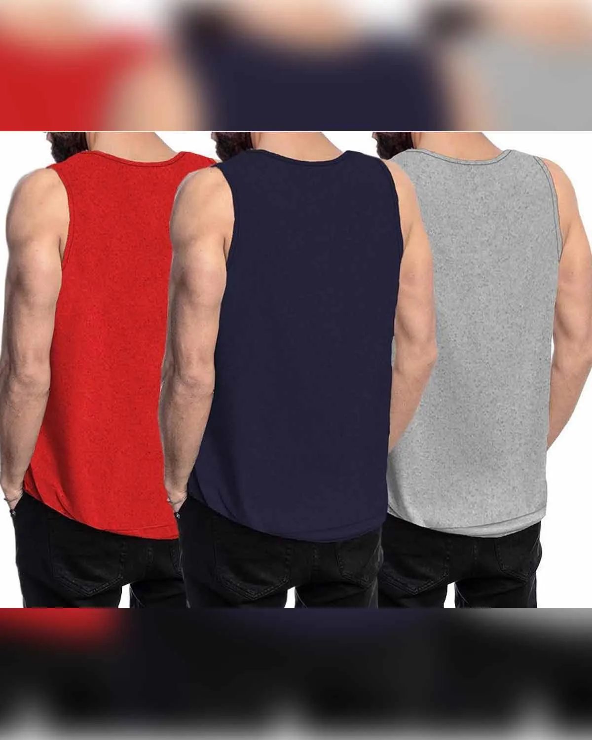 (Pack of 3) Multicolor Men Printed Vest