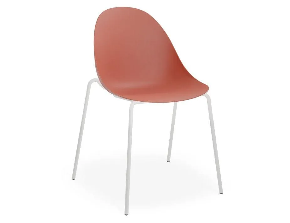 Pebble Chair Coral with Shell Seat - Swivel Base - Black