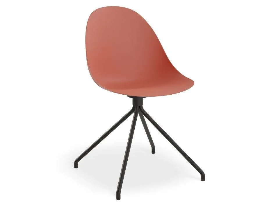 Pebble Chair Coral with Shell Seat - Swivel Base - Black