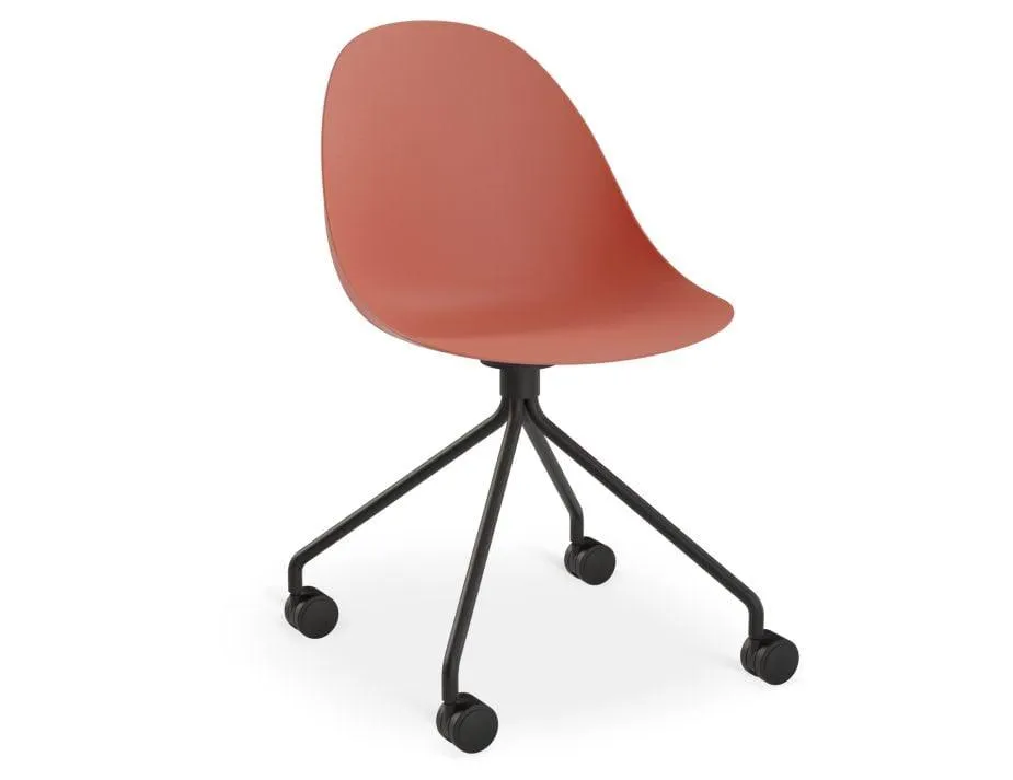 Pebble Chair Coral with Shell Seat - Swivel Base - Black