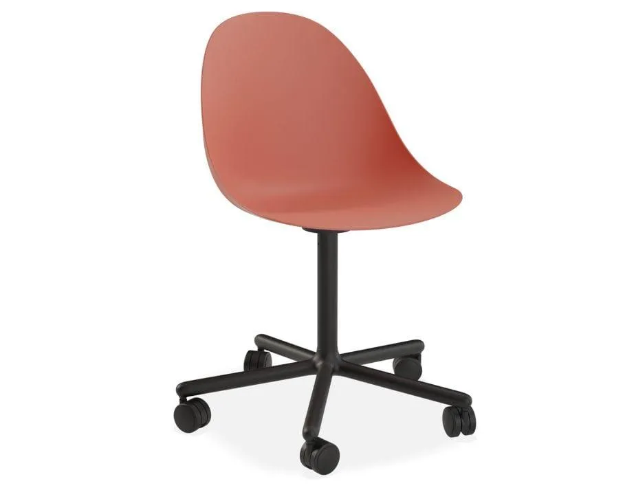 Pebble Chair Coral with Shell Seat - Swivel Base - Black