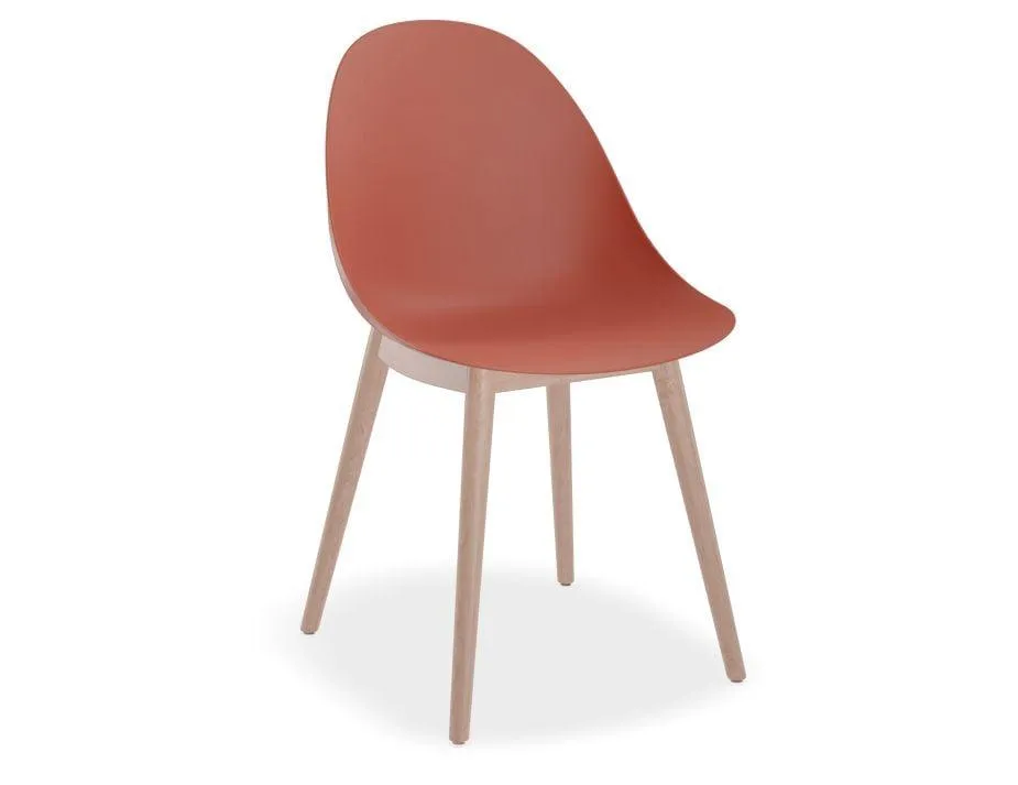Pebble Chair Coral with Shell Seat - Swivel Base - Black
