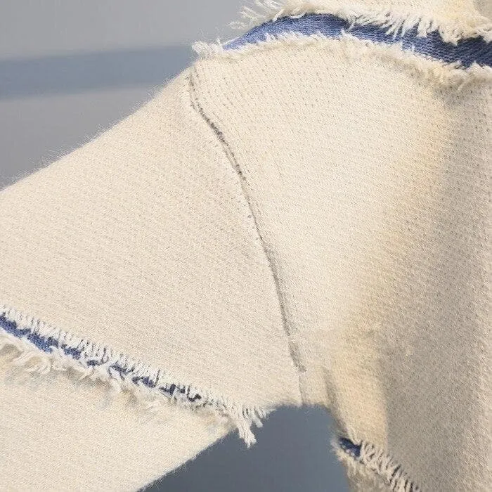 "PARIS PARIS PARIS" Knit Cardigan With Open Stitch Details