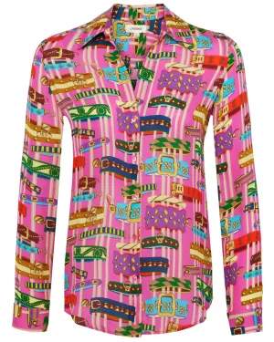 Rhodamine Bracelet Print Long Sleeve Nina Blouse