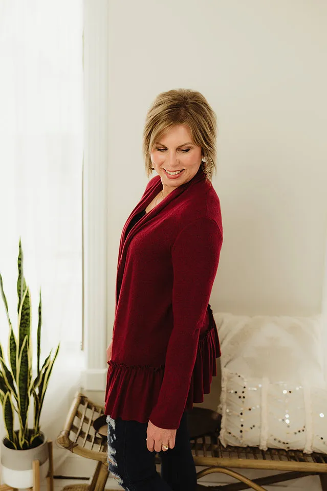 Ruffled Peplum Cardi