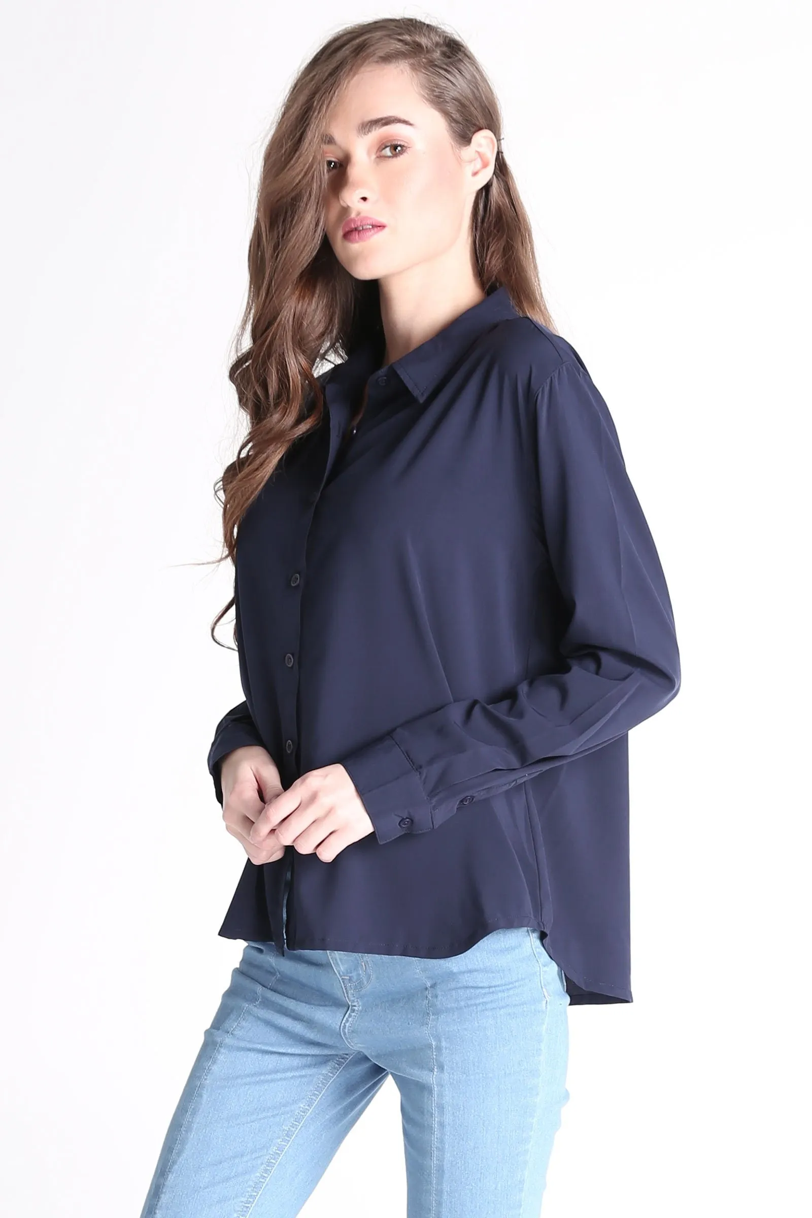 Satin Button-Down Shirt