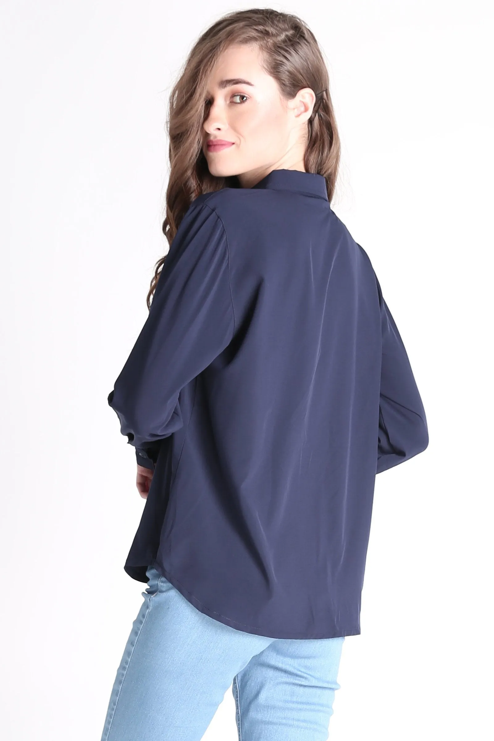 Satin Button-Down Shirt