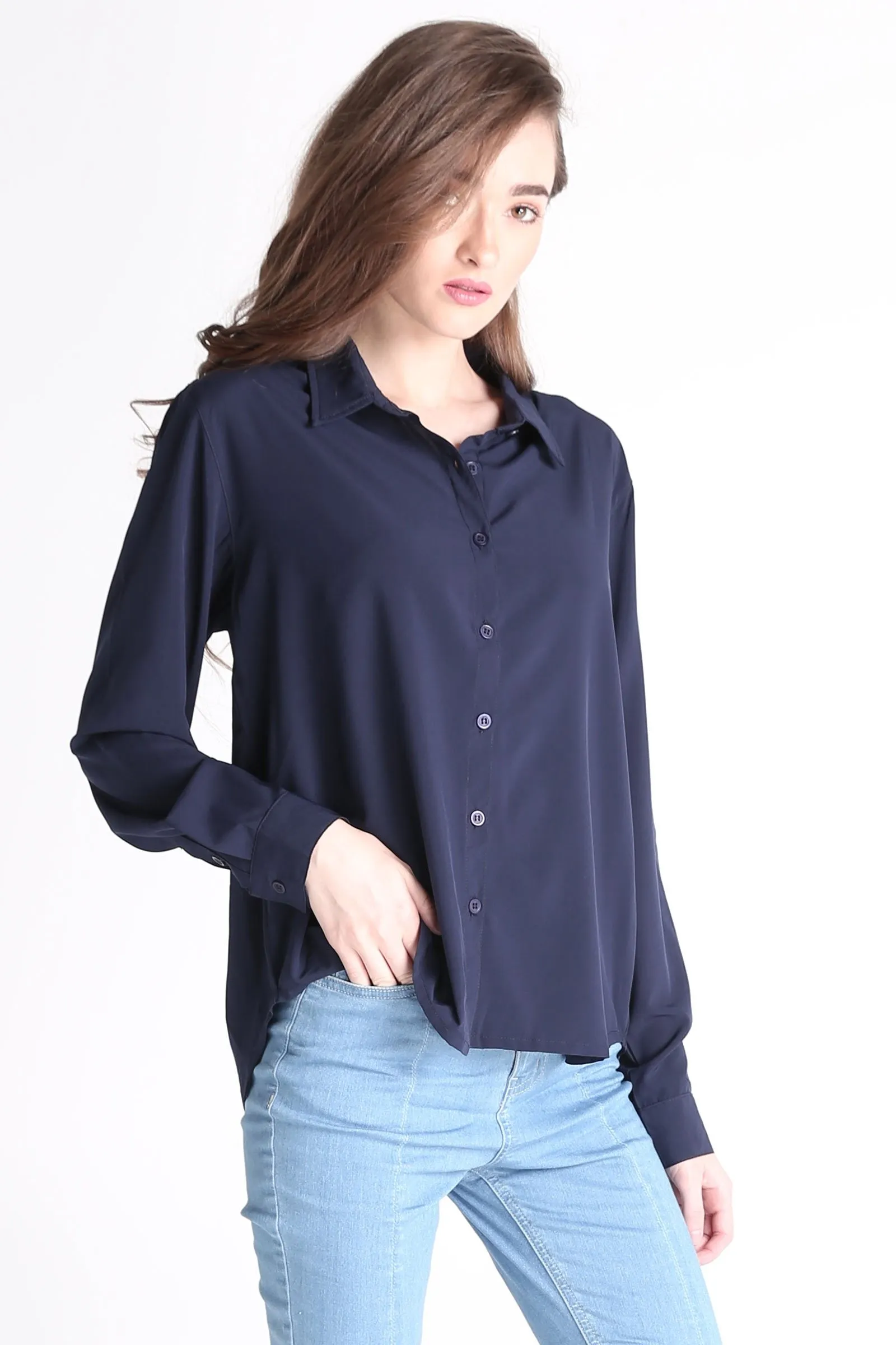 Satin Button-Down Shirt