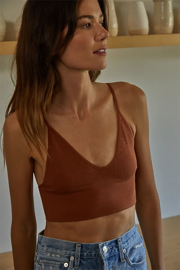 Seamless Ribbed Brami | Camel