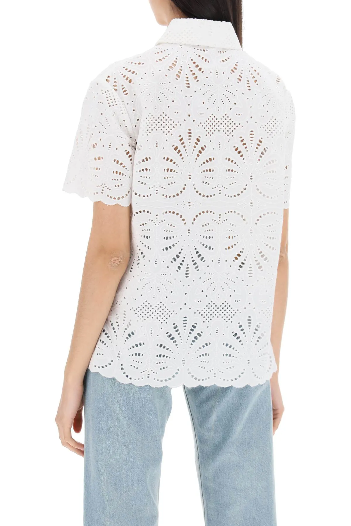 Self Portrait Short-Sleeved Sangallo Lace Shirt