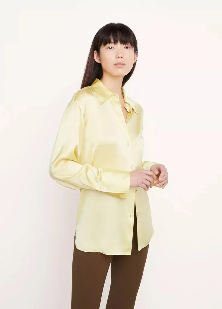 Silk Relaxed L/S Blouse - Melon Dew