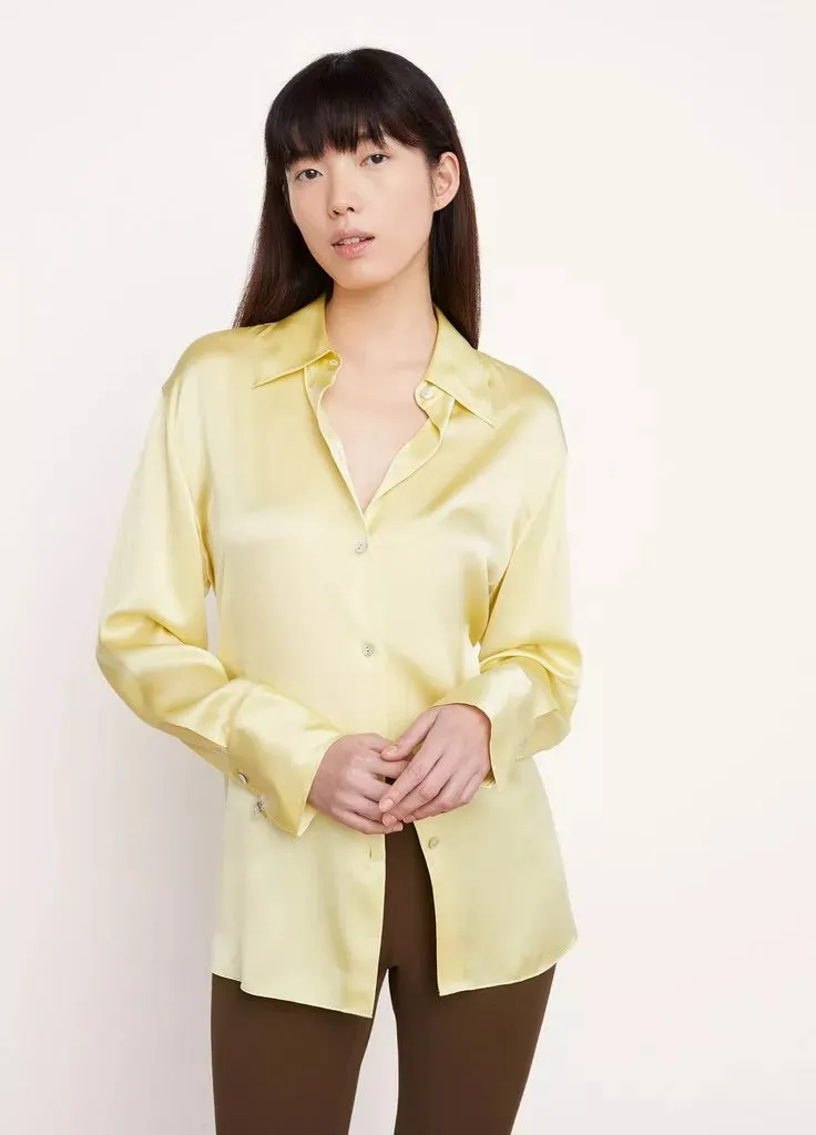 Silk Relaxed L/S Blouse - Melon Dew