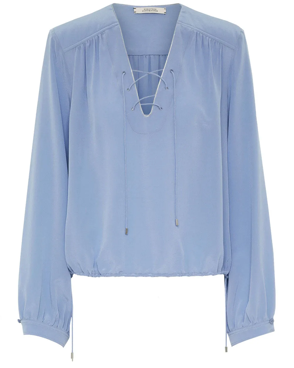 Steel Blue Drawstring Fluid Volumes Blouse