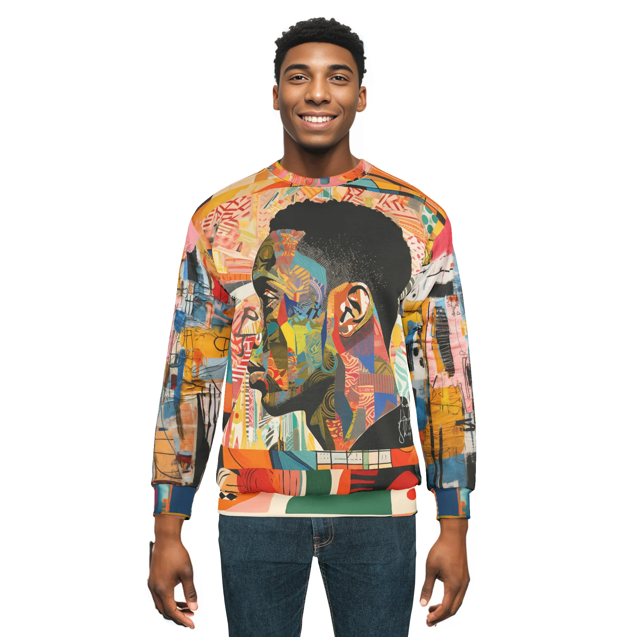 The Struggle is Real Graffiti Art Mid-Weight Polyester Unisex Sweatshirt (Gold Label)