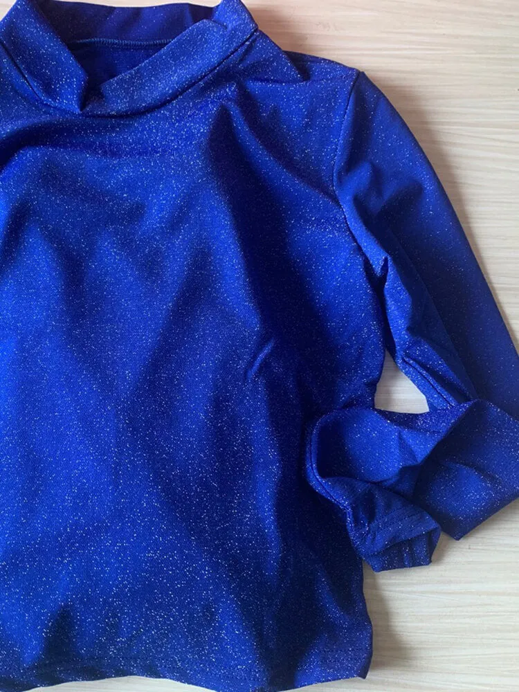 Two Piece Glitter Bodycon Crop Top   Stacked Pants