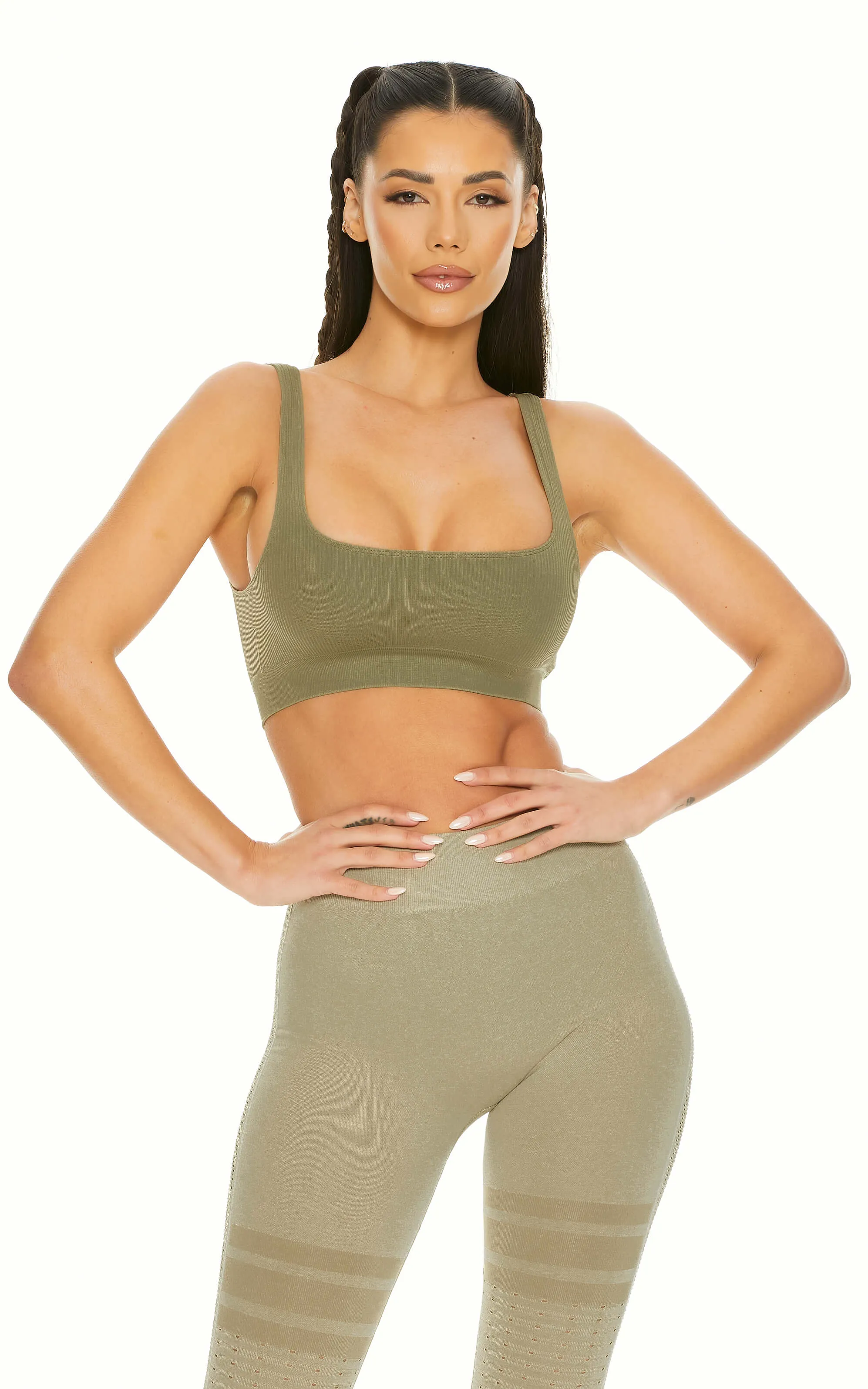 Uplifting Seamless Square Neck Sports Bra | Granite