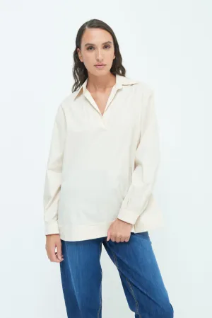 V-neck relaxed popover shirt wholesale