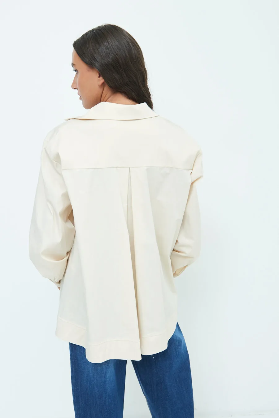 V-neck relaxed popover shirt wholesale
